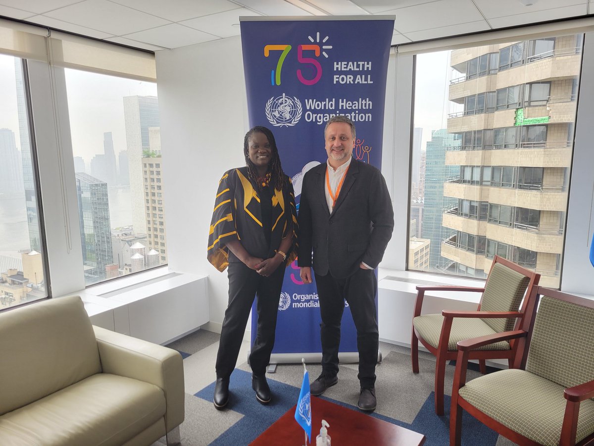 Elevate together health higher. Our commitment during my briefing with @WHO in New York. Thank you @IgorPokanevych and Stewart Simonson for taking the time to meet me as I am starting my new role as UN RC in #Benin. #SDGs. Looking forward to fruitful collaboration on the ground.