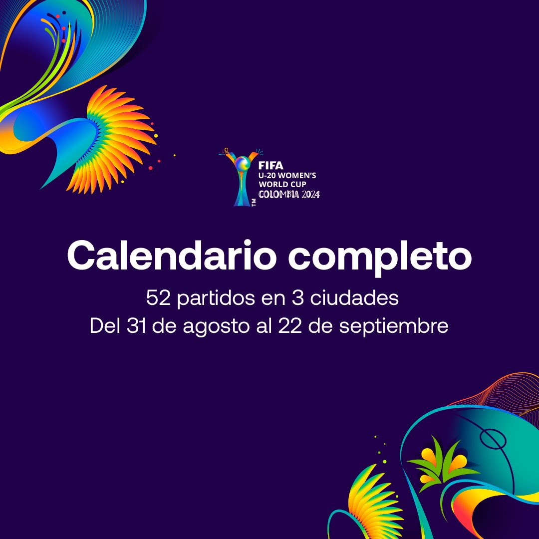 Definido el fixture y calendario de la Copa Mundial Femenina Sub-20 de la FIFA Colombia 2024™ 🔗 bit.ly/3Wv7X4b #TodosSomosColombia🇨🇴 #LaFemeninaNosUne🇨🇴