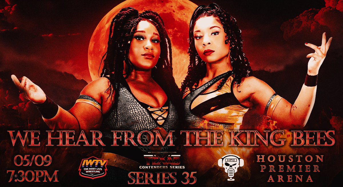 ❗️BREAKING❗️ Before their huge NWA World Women’s Tag Title Defense this Saturday, we hear from @dannibeeokc & @charityking_! #TCS35 • 5/9 • 7:30PM Houston Premier Arena Live on @indiewrestling Presented by @HPCBadGuys Graphic: @berock0 🎟️: NewTexasPro.Com/Events