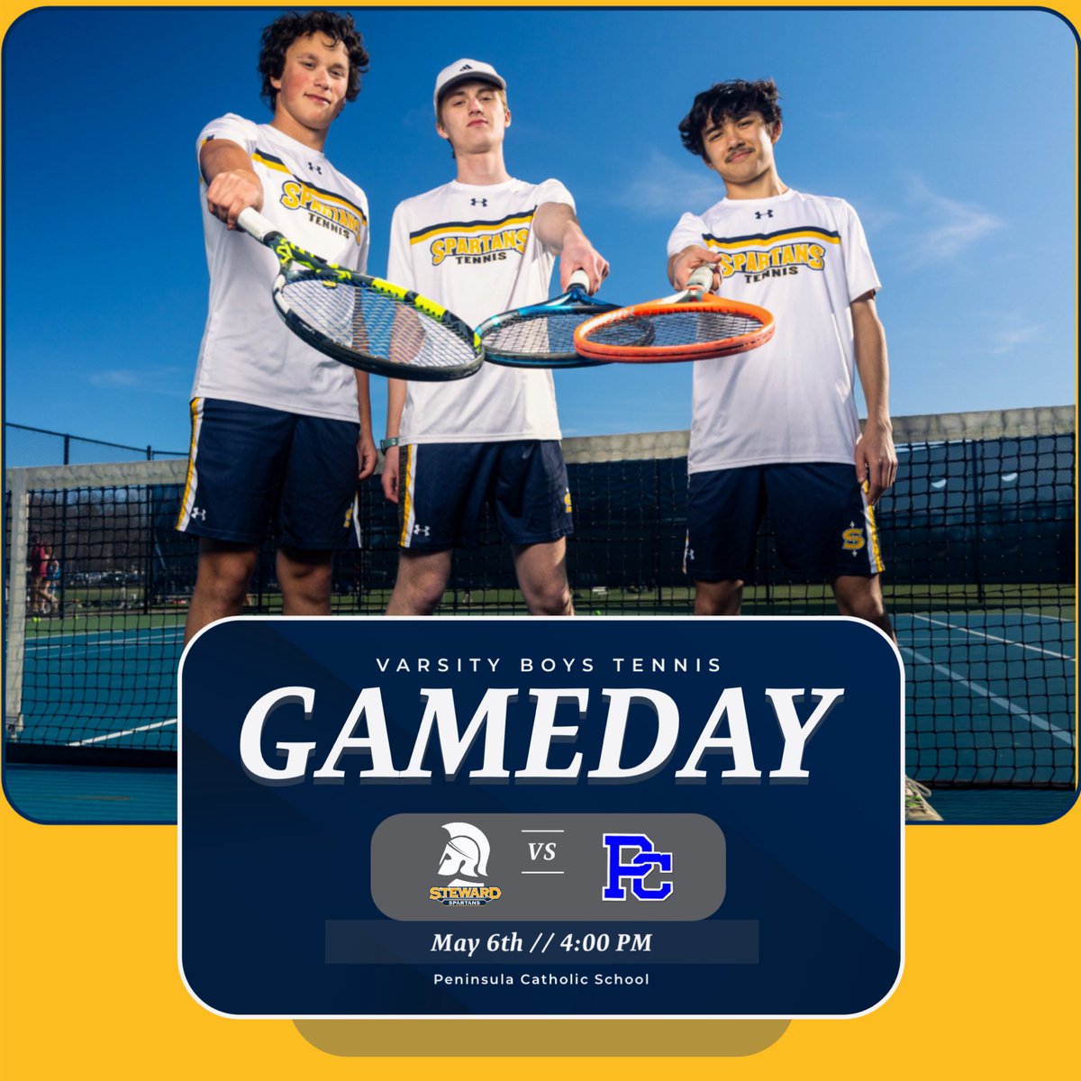 Good luck to the Varsity Boys Tennis Team who travels to Peninsula Catholic to wrap up regular season play this afternoon at 4pm! #GoSpartans #804varsity @henricosports