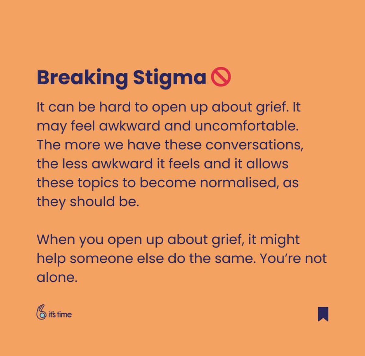 Thankyou @itstimecharity for these useful messages: This charity supports those who have lost one or more parent, but we hope these notes encourage anyone grieving to open up and know their feelings are normal. 🧡☂️ #itsgoodtotalk #ItsOkayToNotBeOkay itstimecharity.co.uk/our-story