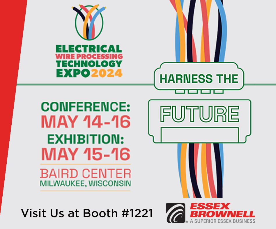 Visit Booth #1221 with Essex Brownell: Explore Cutting-Edge Wire and Cable Solutions!

Enhance your wire processing capabilities with Essex Brownell – embark on a journey of innovation with us today! 

#EssexBrownell #EWPTE #WireProcessing #InnovativeJourney