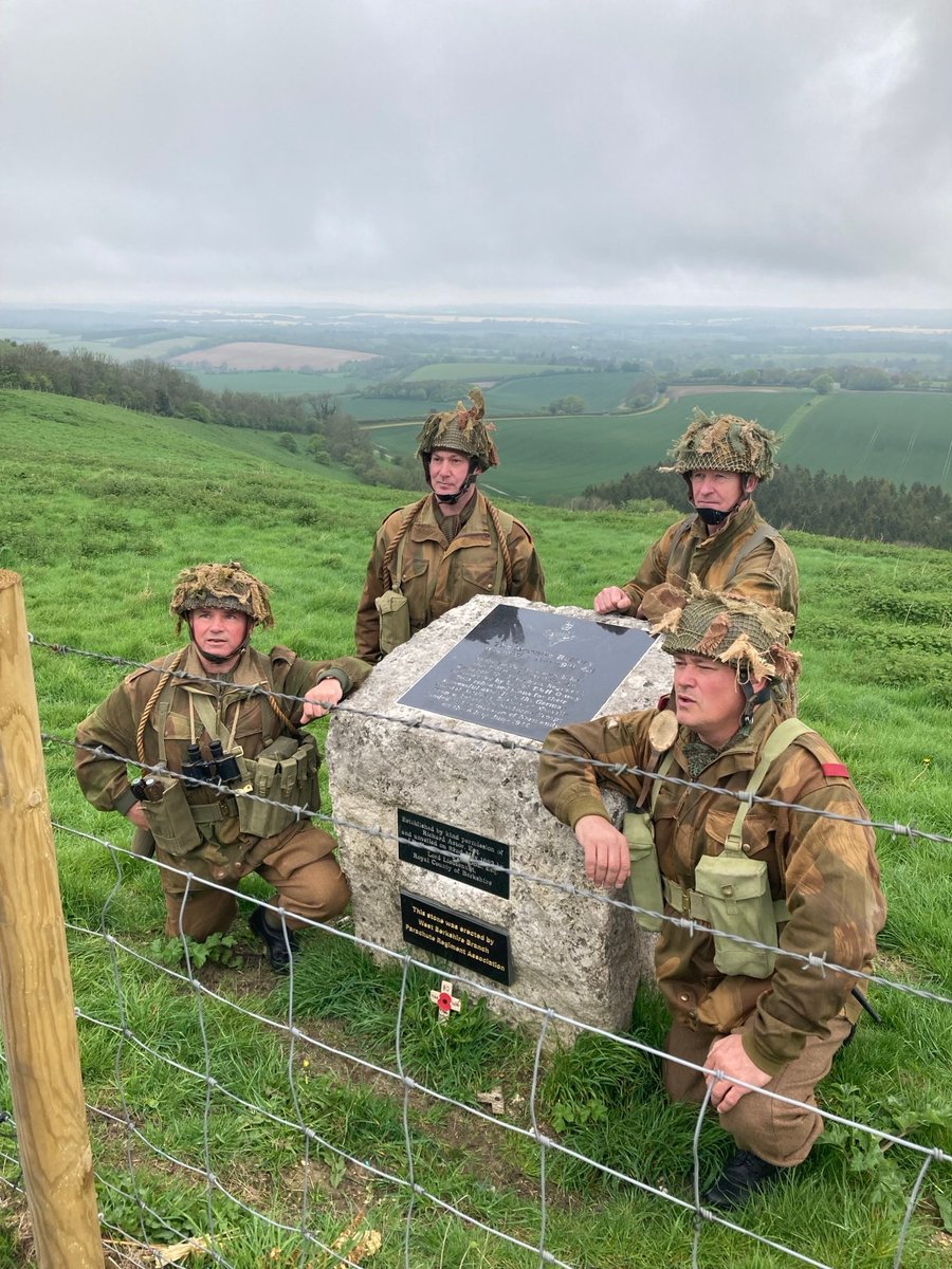 Walbury Hill #westberks - ex-servicemen paying their respects as the parachute memorial - this summer will be the 80th anniversary of D-Day