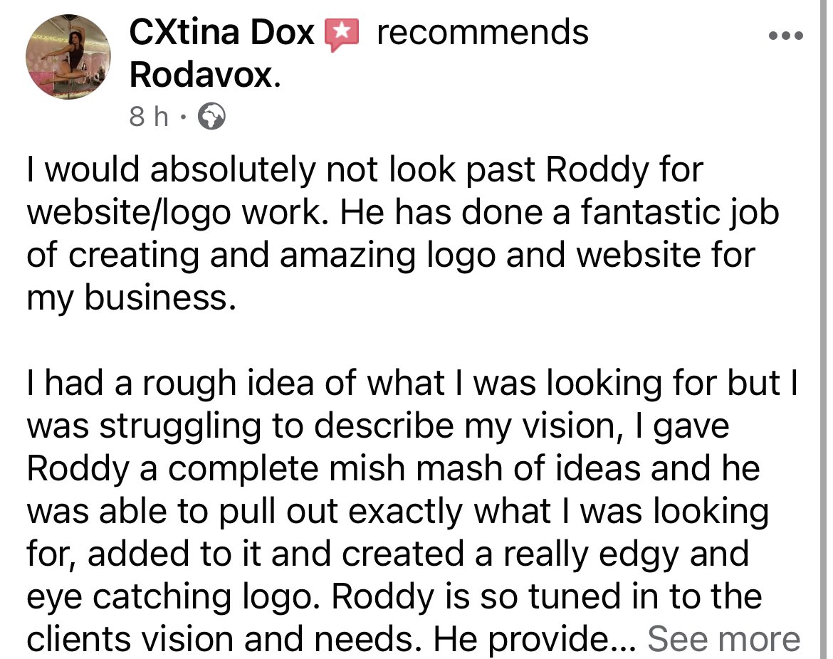 Rodavox's tweet image. 🌟 We just received an amazing review for a website we created for Pole for Fitness, Falkirk! 💪🏻🔥

Are you looking to create a stunning website for your business? Look no further! 🌐✨

Rodavox pride ourselves on providing exceptional client-focused service.