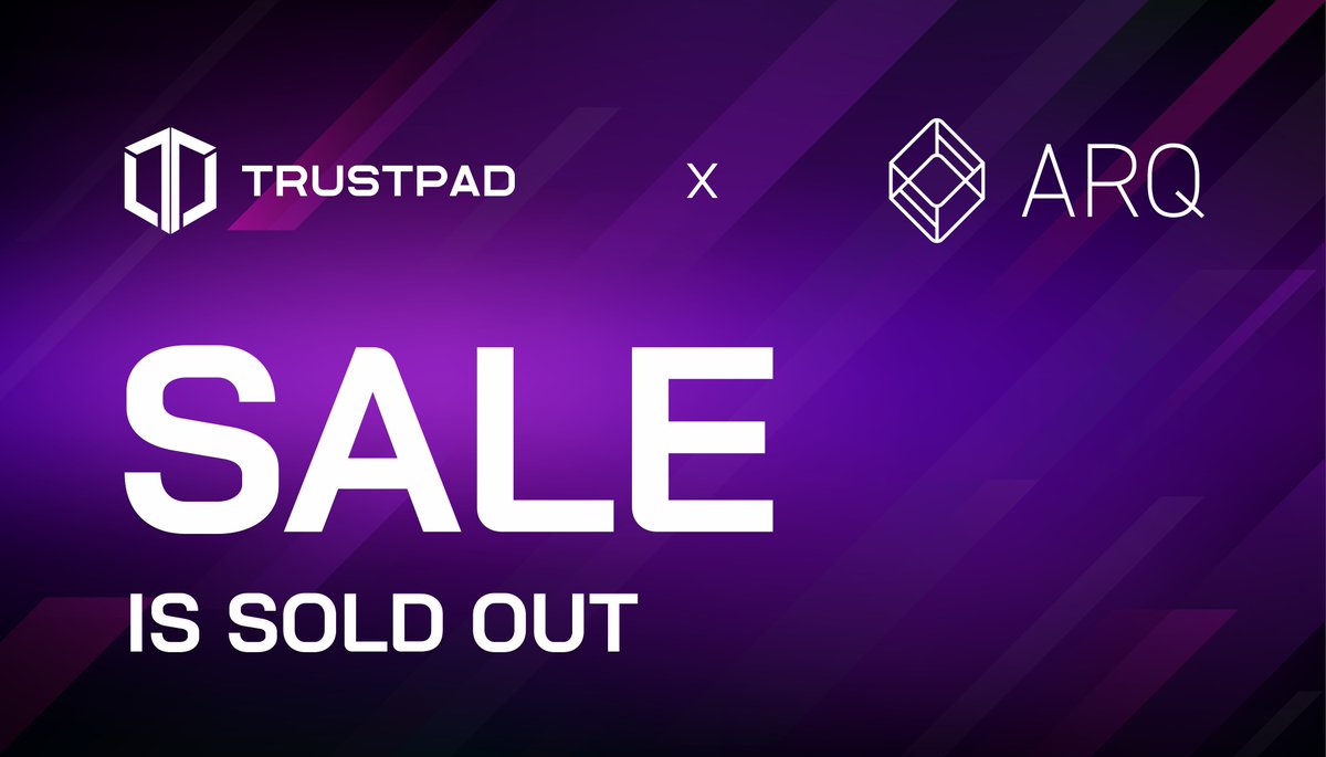 The @ARQxAI IDO sale is officially sold out on @TrustPad! 🔥 🤝 Big thanks to all the participants! 🚀 TGE/Listing: May 7, 2024 16:00 UTC on UniSwap More details 👉trustpad.io/pool/arqx