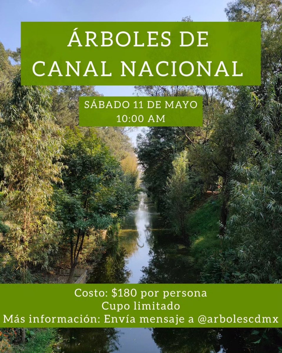 El sábado vamos a recorrer Canal Nacional, uno de los pocos cuerpos de agua abiertos que quedan en la ciudad y uno de los lugares más acogedores y sorprendentes de la CDMX Sábado 11 Abril 10:00 am Costo $180 Mas info por dm