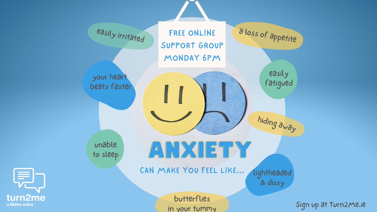 Have you been feeling anxious & looking for ways to manage those feelings? Join others online for free, anonymous & professional peer support. Our group can help you find new ways of coping. Sign up at Turn2Me.ie #anxiety #support #mentalhealth #alifelineonline
