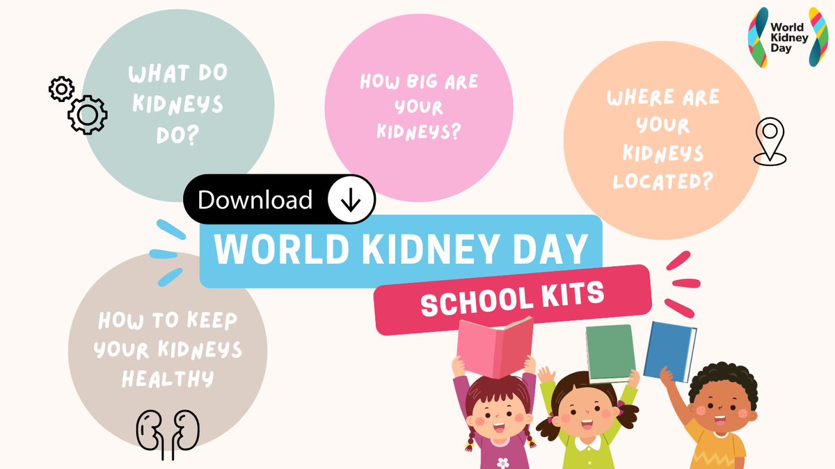 Let's empower children through essential #HealthEducation and foster #HealthyHabits from an early age! Download our School Kits to initiate conversations about #KidneyHealth with the little ones: ➡️ worldkidneyday.org/knowledge-bank… #WorldKidneyDay #RaiseAwareness