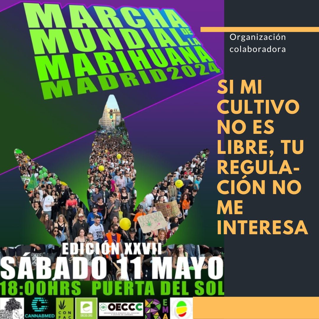 Sábado 11 de Mayo a las 18h #MMMM24 

Grow shop, cultivadoras y empresas del sector, este sábado nos encontramos en Madrid para reivindicar el cultivo de libre de #C4nn4bis 

Gracias a <a href="/MarihuanaMarcha/">#MarihuanaenMarcha</a> por la coordinación del evento reivindicativo más importante del año
