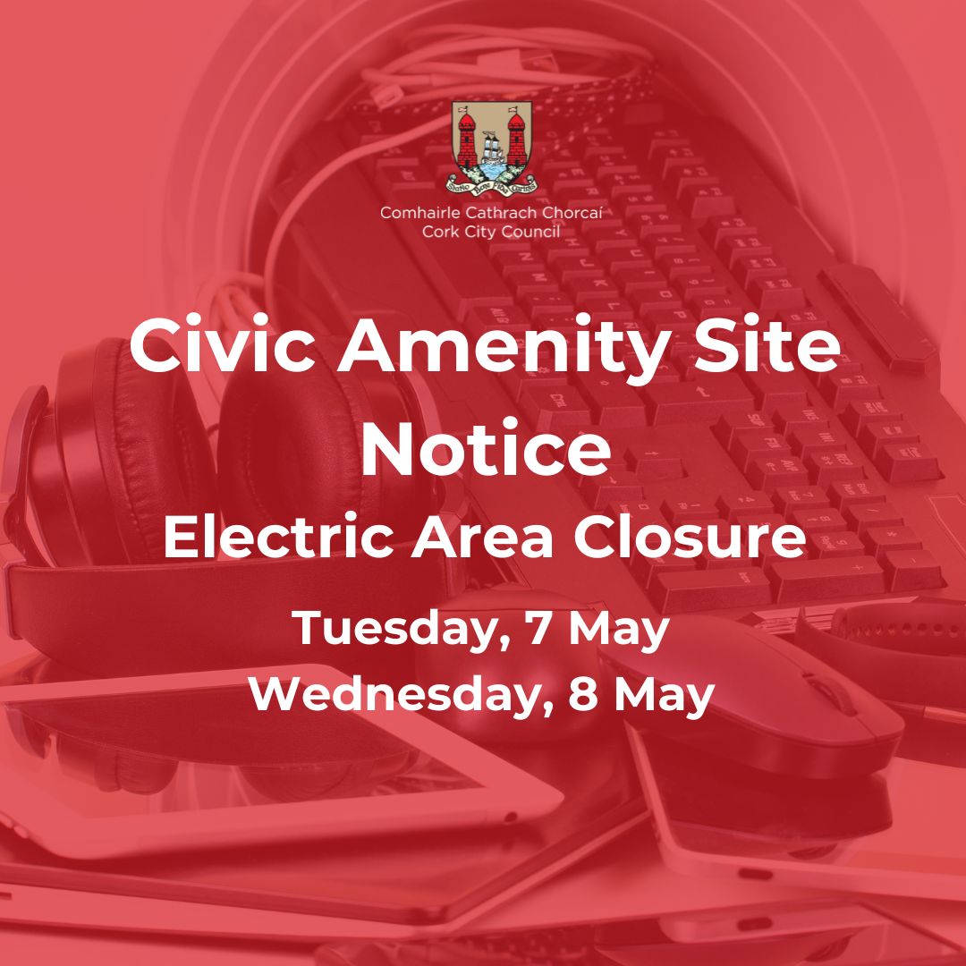 Due to essential maintenance work, the electrics area at the Civic Amenity Site will be closed on Tuesday, 7 May and Wednesday, 8 May. It will reopen as normal at 8am on Thursday, 9 May. Should there be any changes, we will update you 😎