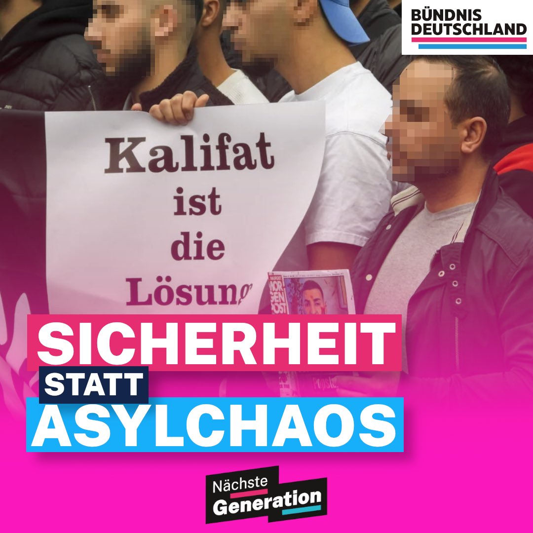 Sicherheit statt Asylchaos 

Am 09. Juni #BündnisDeutschland wählen!