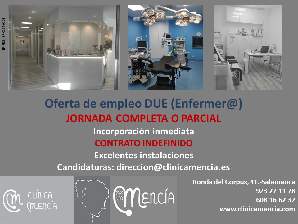#urgente #ofertadeempleo #empleo #trabajo #ofertadetrabajo #enfermera #indefinido #salamanca