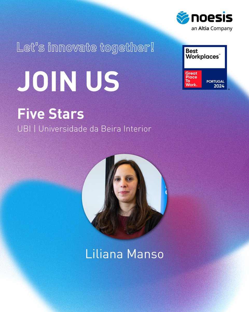 Are you ready?
Our nexy event is tomorrow, May 7th, at Universidade da Beira Interior and it's your chance to learn about the Noesis universe with Liliana Manso.

Don't miss out our moments of networking! ⭐

#FiveStars #joinus  #careers #UBI #LetsInnovateTogether #teamnoesis