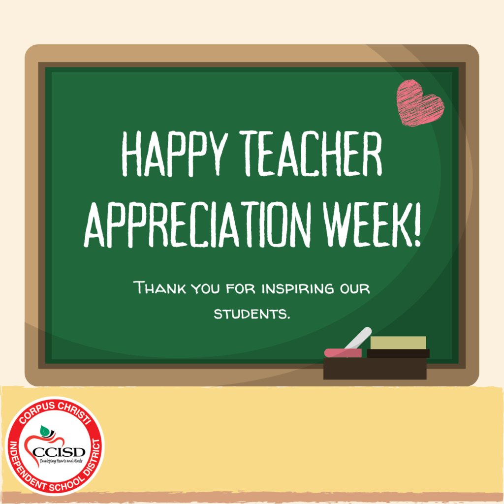 Wishing our teachers a Happy Teacher Appreciation Week! ♥ Join us in showing appreciation to all our dedicated CCISD teachers. Thank you for inspiring our students. ✨Give a shout out to your favorite teacher in the comments below. ✨