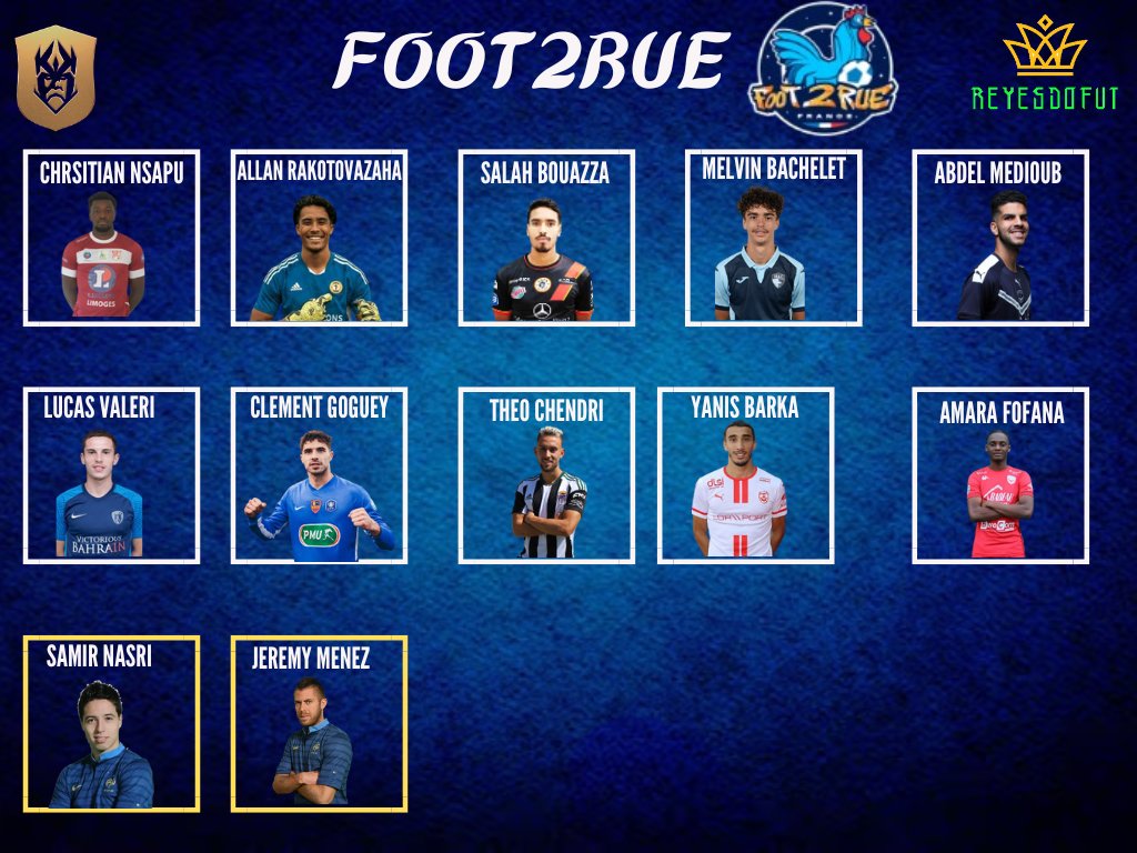 FOOT2RUE 🇫🇷
A falta de saber el jugador 13,está es la plantilla de Foot2Rue para la Kings World Cup.