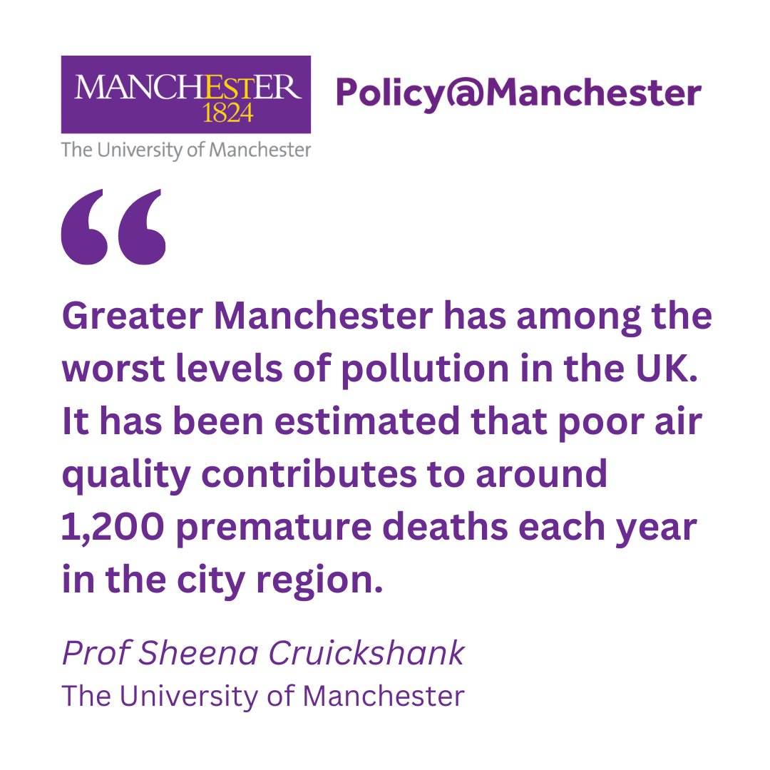 😮‍💨 Greater Manchester has some of the worst pollution levels in the UK. 📍 @sheencr makes the case for a hyper-local community-driven approach to active transport policy to improve air quality. 👉 Read our recent article: blog.policy.manchester.ac.uk/posts/2024/01/…