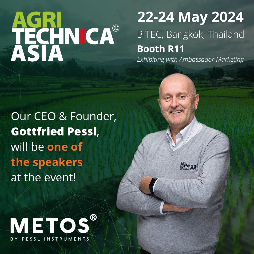 We're happy to announce our participation at Asia Pacific's premier trade fair for crop protection and smart farming @Agritechnicasia🌱 Our CEO and founder @gottfriedpessl, will be taking the stage as a distinguished speaker at the Precision Agriculture Session on May 23, 2024🗣️