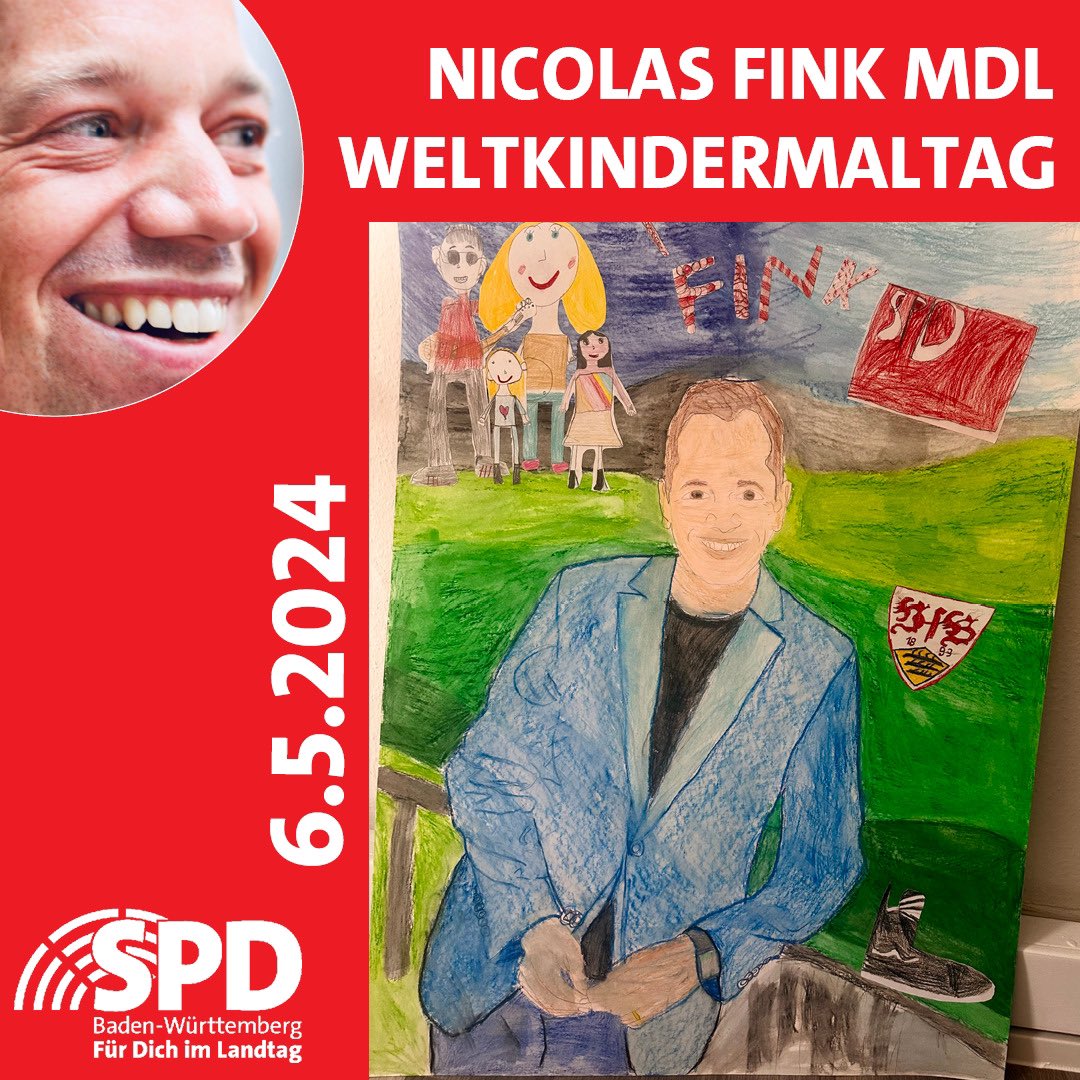 Heute ist #Weltkindermaltag....diesen Tag nehme ich zum Anlass euch dieses Gemälde zu zeigen.👏🏻 Kinder, die den #Landtag besucht haben, durften die #Abgeordneten zeichnen. Das ist mein Ergebnis! 🥰Mein Dank geht an die #Künstlerin oder den #Künstler.....🫵🏻