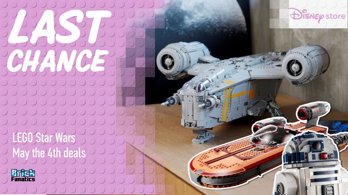 May the 4th may be over at LEGO dot com, but you’ve still got one day left to save on LEGO Star Wars sets at Disney Store – including the UCS Falcon, Razor Crest and Landspeeder. brickfanatics.com/one-day-left-l… #LEGO #LEGODeals