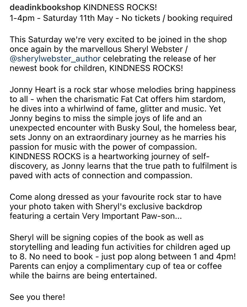 Excited for this! Come & join us…& show off your rockstar outfit! Make a Jonny Heart face mask…or some Kindness Rocks puppet characters! 📷 🦁❤️🎵 #KindnessRocks #jonny #rockstar #lions #music #book #event #pb #bookcharacter #craft #parents #teachers #kids #homelessness