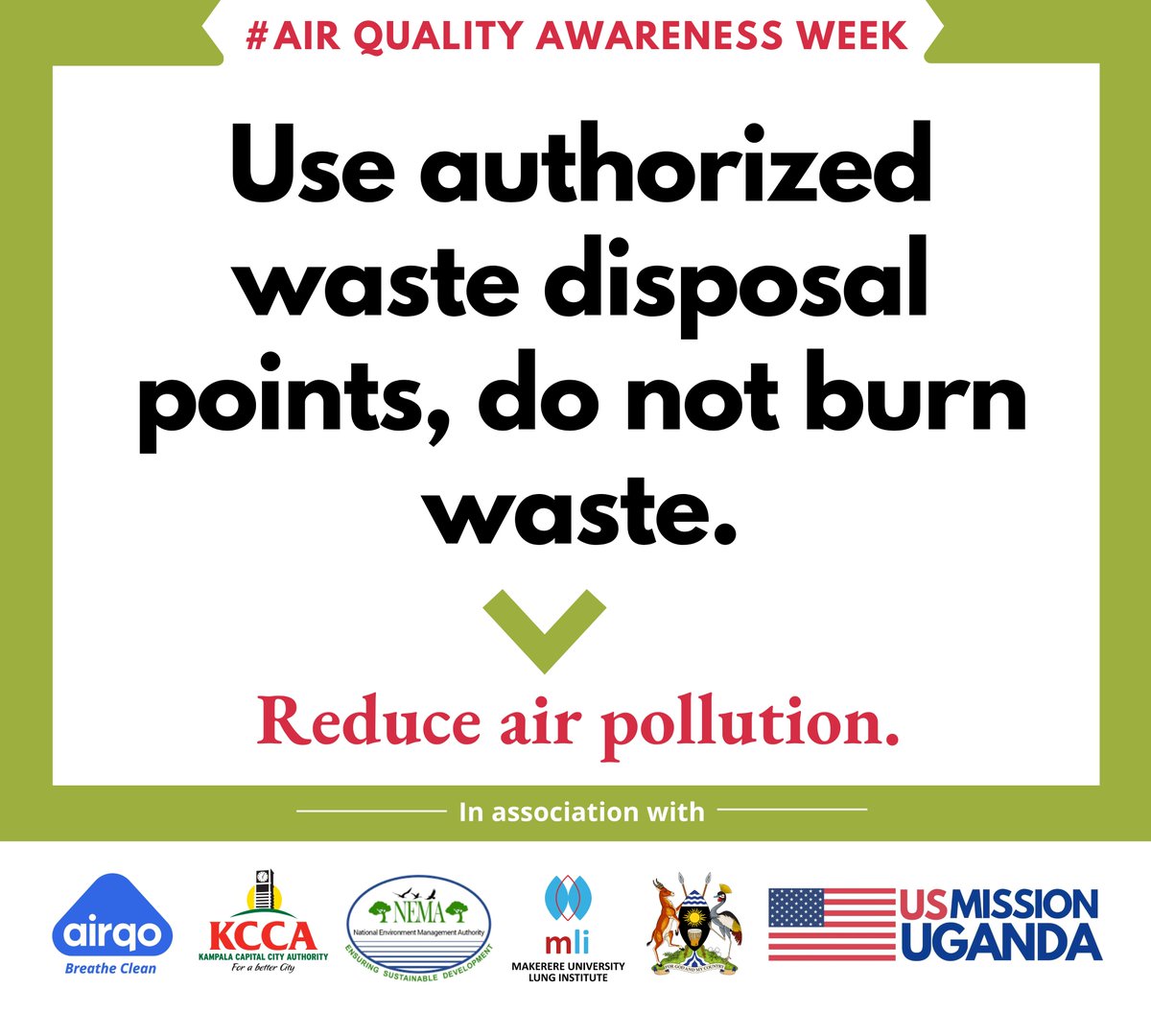 Kickstart the #AQAW24 week by making a positive impact in our communities. Take a pledge to responsibly dispose of waste at central disposal points and say no to burning. Small steps today can lead to big changes for our environment. Together, we can make a difference!