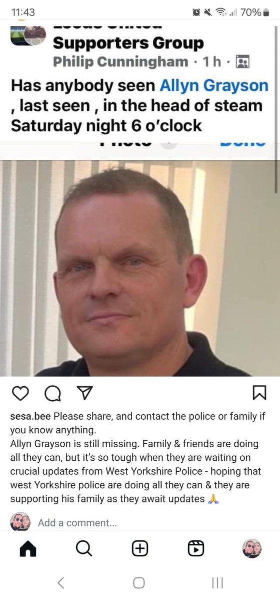 Please can the #LUFC fans give this a RT, a family friend Allyn Grayson has gone missing last seen in town Saturday 6pm, his family and friends are extremely concerned as its very out of character.  Please let's try get him found safe and sound, thankyou. 🙏 @WestYorksPolice