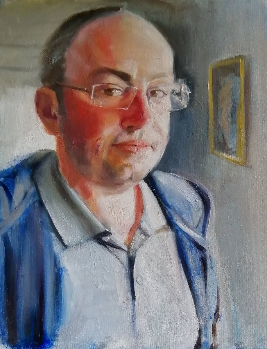 Kieran, day 5... Oil on recycled board. rosemaryburnartist.com #art #artgallery #artcollector #portrait #contemporarybritishportraitpainting #contemporaryportraitpainter#oilpainting #figurativepainting #oilpainting #wip