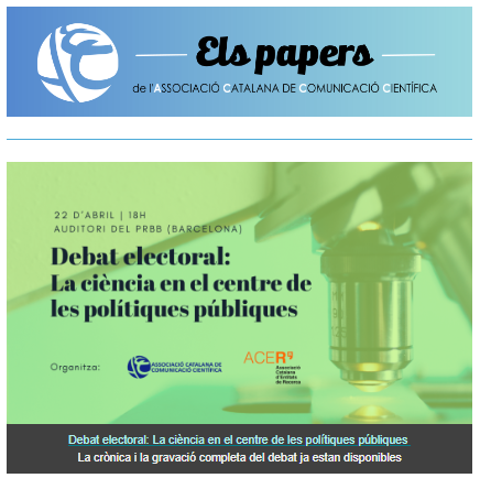 Ja disponible el butlletí 67 d'Els papers de l'ACCC amb les notícies i informació del mes d'ABRIL, amb la gravació del debat electoral sobre ciència, el Manifest en suport dels divulgadors climàtics, seminaris, llibres i molt més! 📰Gaudiu de la lectura! mailchi.mp/b242178a1dcd/l…