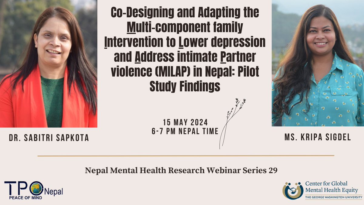 After careful consideration of participant feedback, we've decided to maintain our current webinar schedule from 6 to 7 Nepal Time. We appreciate your input and look forward to our 29th webinar on May 15, 2024. 

Registration link: docs.google.com/forms/d/e/1FAI…
#TPO
