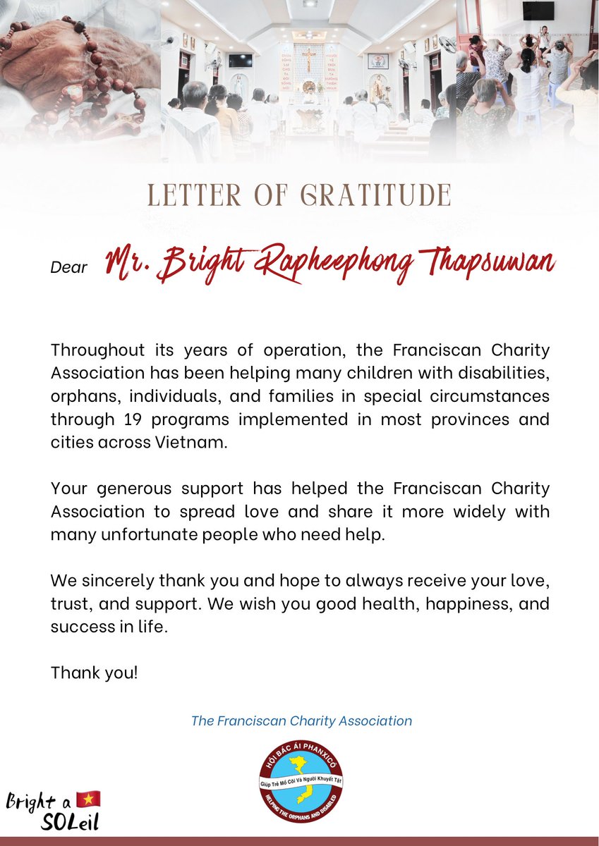 🎂 #brightrpp’s 28th bday project
     by Bright a SOLeil 🇻🇳

Part06- Gift of care

On behalf of Bright, we would like to contribute to the Franciscan Charity Association in Vietnam to help children with disabilities, orphans - individuals, and families in difficult…