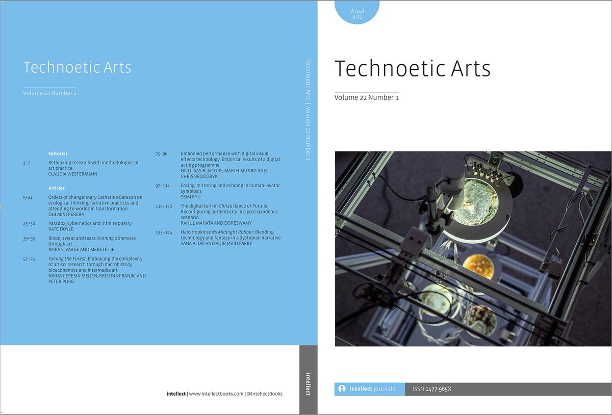 Coming soon! Eight articles by artists and scholars from around the globe engage with methodologies of art practice within research that reflects on technological and ecological change, contributing to the discourse on the inclusion of subjective experience in research. #art