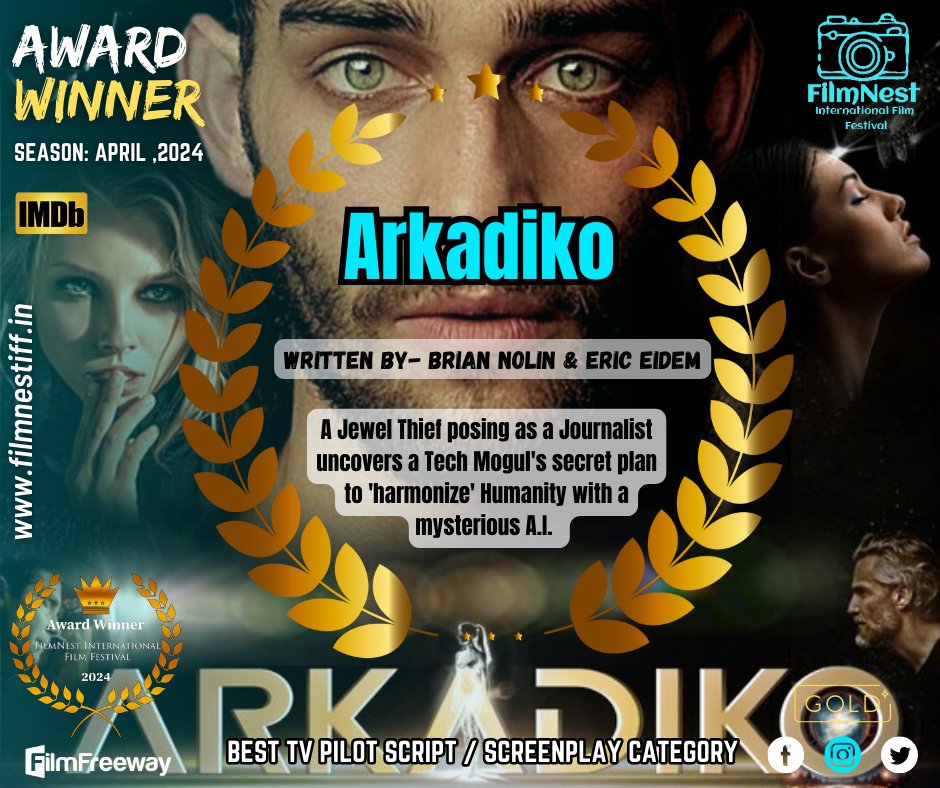 FilmnestF's tweet image. Congratulations to Writer 𝗕𝗿𝗶𝗮𝗻 𝗡𝗼𝗹𝗶𝗻 &amp;amp; 𝗘𝗿𝗶𝗰 𝗘𝗶𝗱𝗲𝗺 on winning in the Best TV Pilot Script / Screenplay category for the script &quot;𝗔𝗿𝗸𝗮𝗱𝗶𝗸𝗼&quot;! We extend our heartfelt wishes for success and happiness in all your future pursuits.
#Arkadiko #TVPilotScript