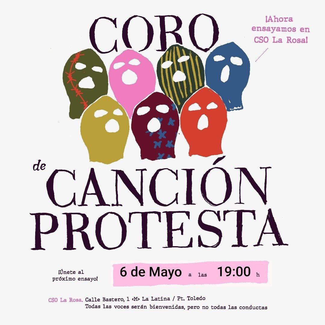 Hoy lunes tenemos Ensayo del Coro de Canción Protesta No hace falta ser une cantante extreme, con la experiencia que da la ducha sirve! 🛀🚿 📆 Lunes 6 de mayo, 19h 📍 Calle Bastero, 1