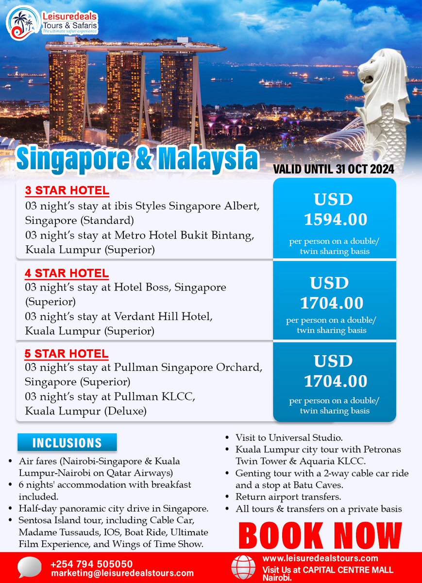 Singapore Holiday Package deals for travel in 2024/2025.  Book an exciting Singapore tour with @leisuredeals_tours  and get up to 20% off Early Bird Discount on your trip to Singapore.
#Leisuredealstours #lipapolepole #singapore #uae #singaporetrip #emitarestravel