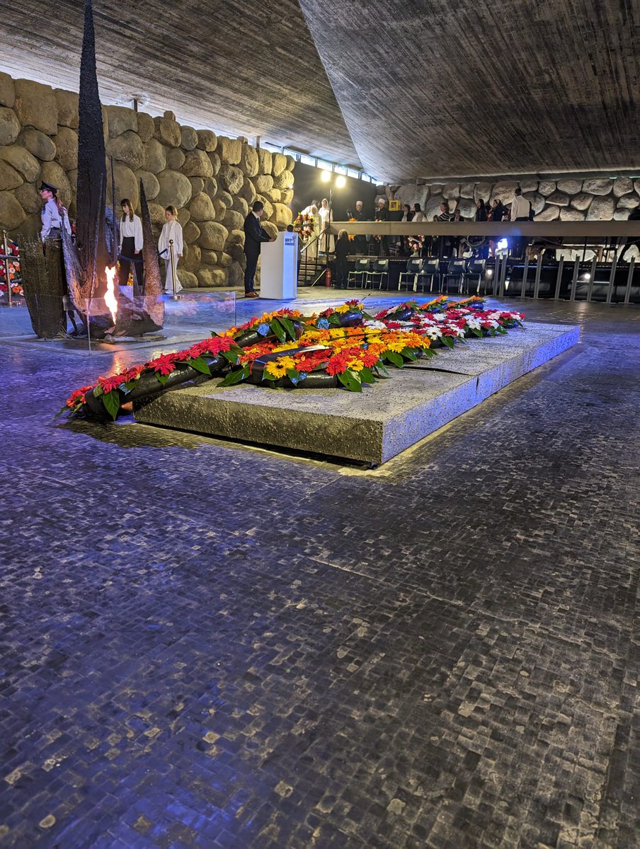 #YomHaShoah Wreaths were laid in memory of the Six Million this morning in the Hall of Remembrance at Yad Vashem