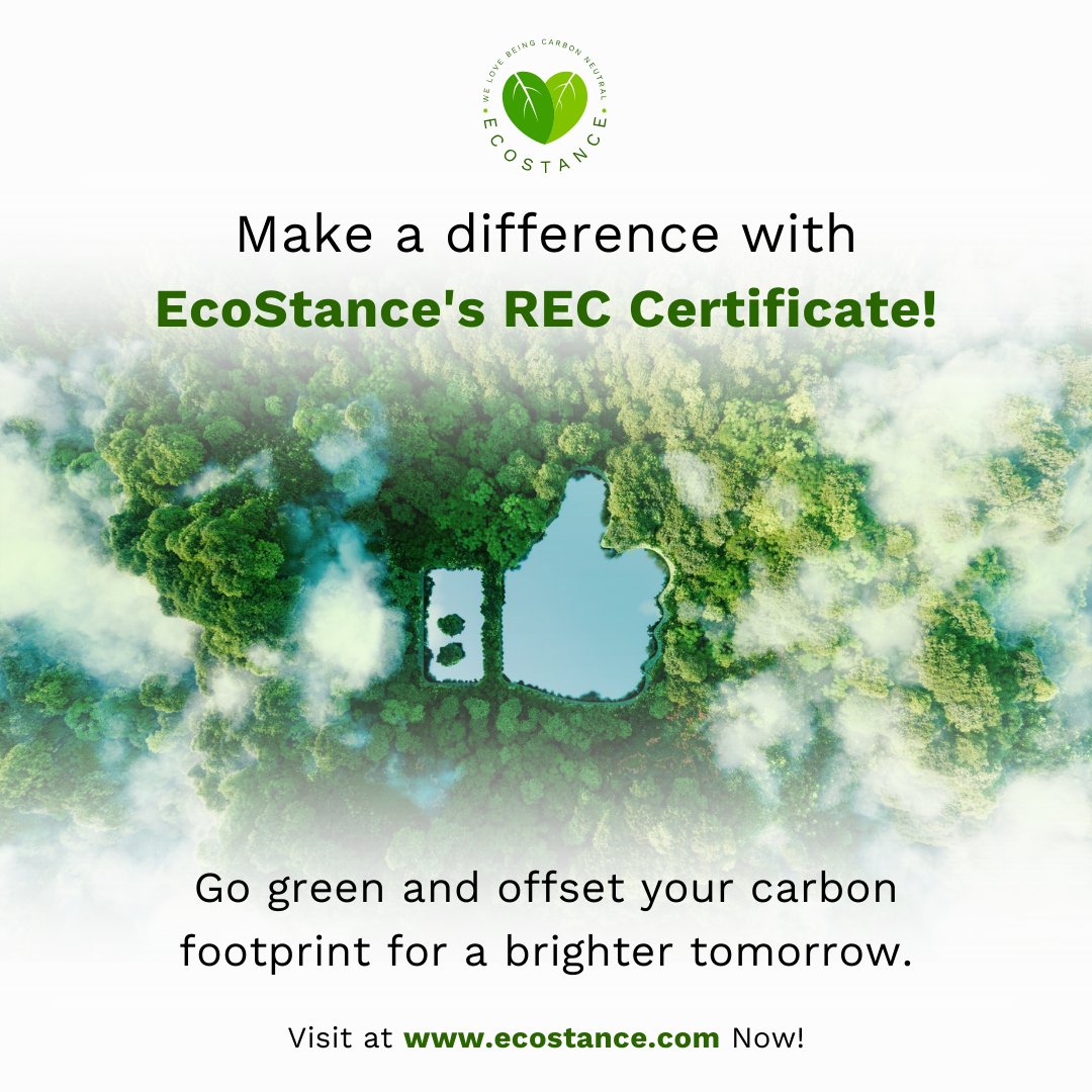 Offset your carbon footprint with EcoStance's REC Certificate! Take a step towards a greener future today. #RenewableEnergy #CleanEnergy #CarbonOffset #SustainabilityNow #EcoFriendly #GreenFuture #ClimateAction #GoGreen #EnvironmentalProtection #SustainableLiving