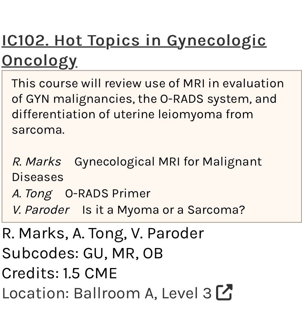 It is an honor to be able to speak about MRI and GYN malignancies at #ARRS24 this morning at 8:30am in Ballroom A.