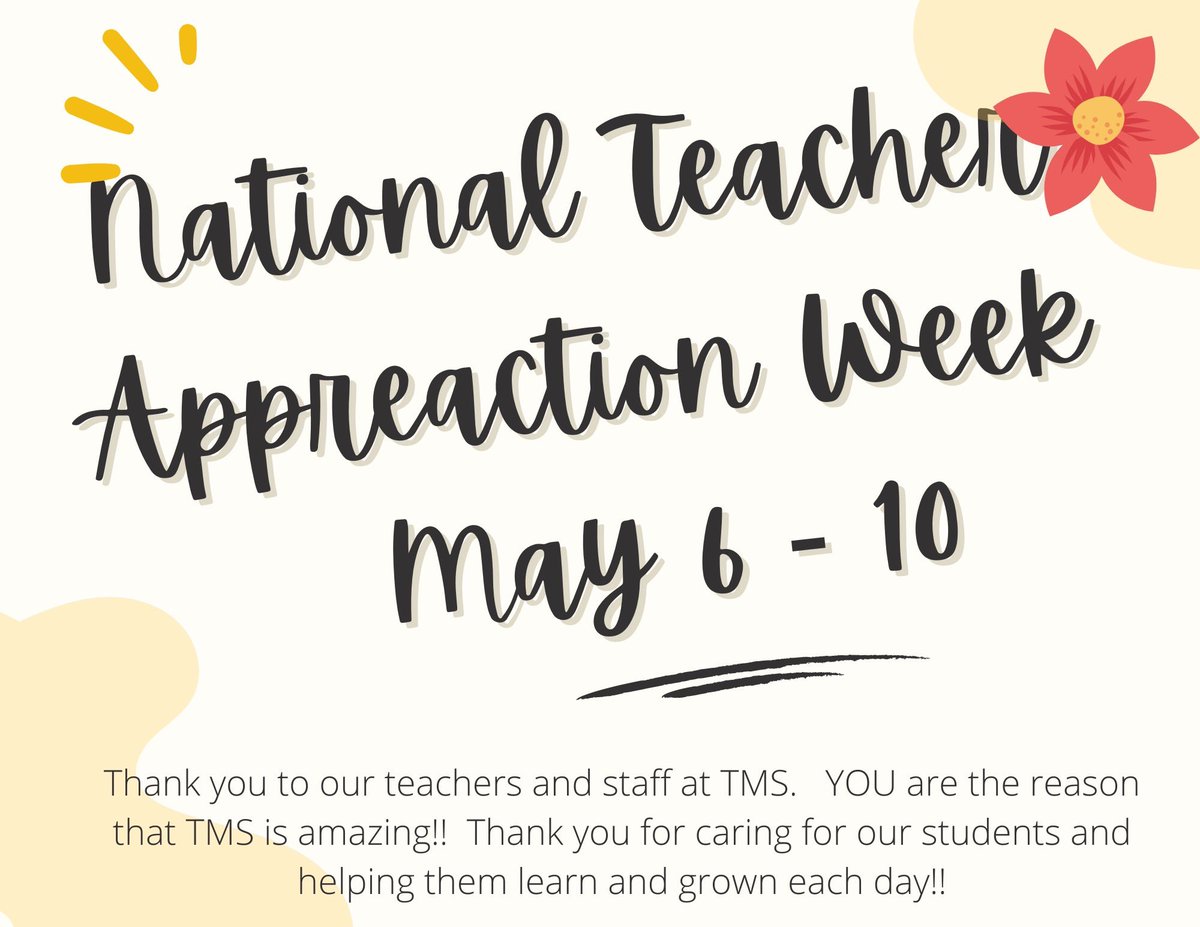 Happy National Teacher Appreciation Week!!  TMS has the best!! #TMS #TrojanNation #Proud2BR3 #TMSTribe #TMSRocks #WeAreTroy #MakeExcellenceAHabit