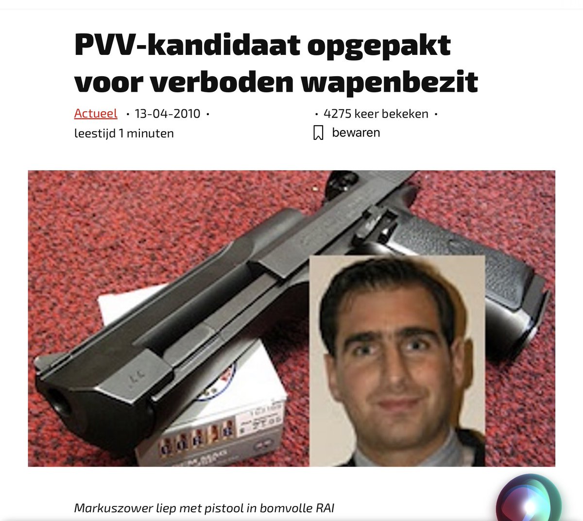 Heel bijzonder dat de minister van @ministerieJenV Dilan Yeşilgöz met PVV Tweede Kamerlid Gidi Markuszower, die al eens werd opgepakt wegens verboden wapenbezit, bij de #kabinetsformatie onderhandelt over veiligheid.