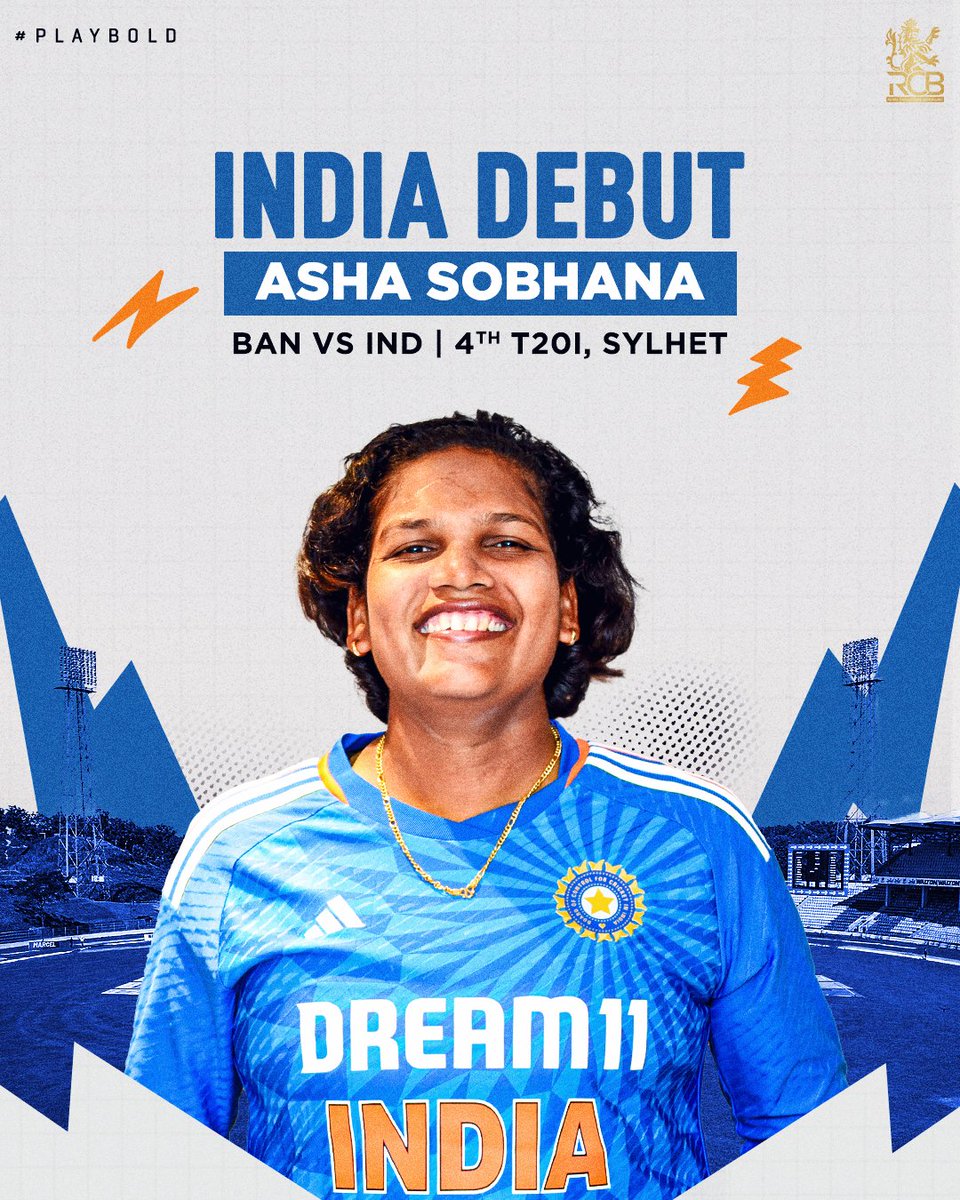 We couldn't have been more proud of this! 🥹 Congratulations on your maiden international cap, Asha Sobhana! Go well, girl. 🇮🇳🙌 #PlayBold #TeamIndia #BANvIND #SheIsBold