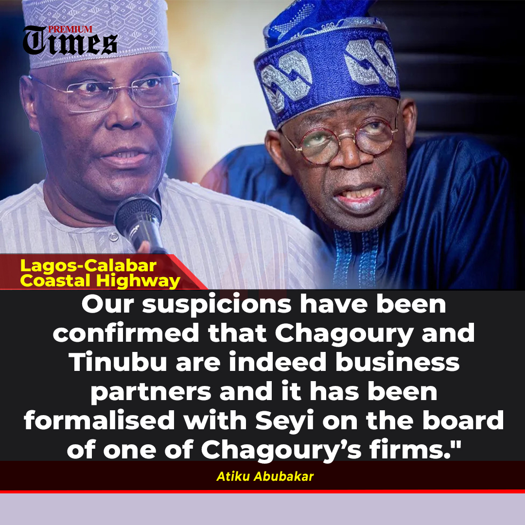 Atiku restated that it has become obvious even to the undiscerning that the Lagos-Calabar Coastal Highway is being done in a hurry purely because of the business relationship between President Tinubu and Gilbert Chagoury, the owner of Hitech, the contractor that was awarded the…