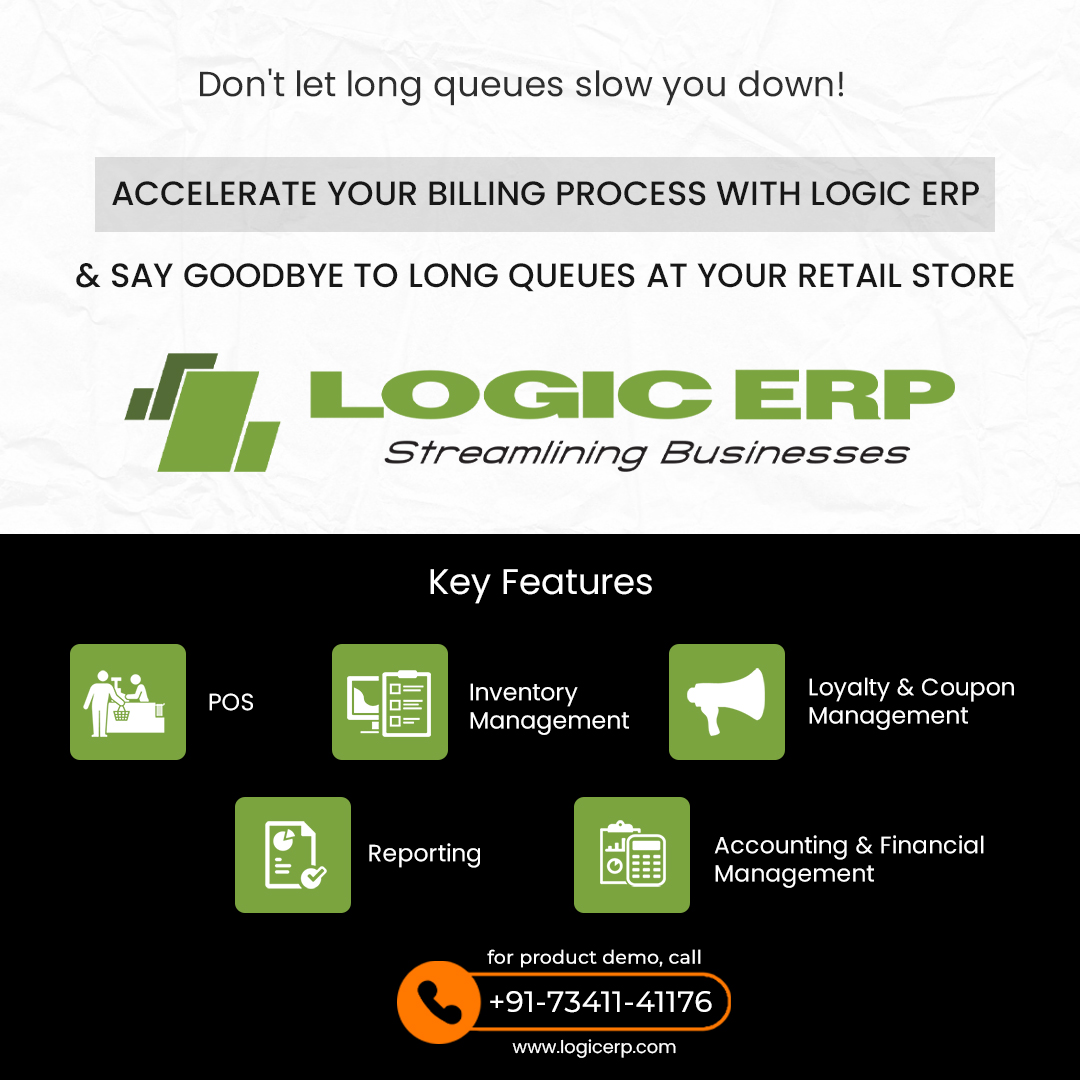 Stop waiting, start accelerating! Fasten your billing process with LOGIC ERP. Schedule a demo now: +91-73411-41176 or visit logicerp.com/Solutions/Bill… #billingsoftware #billingerpsoftware #erpsoftware #clouderpsoftware