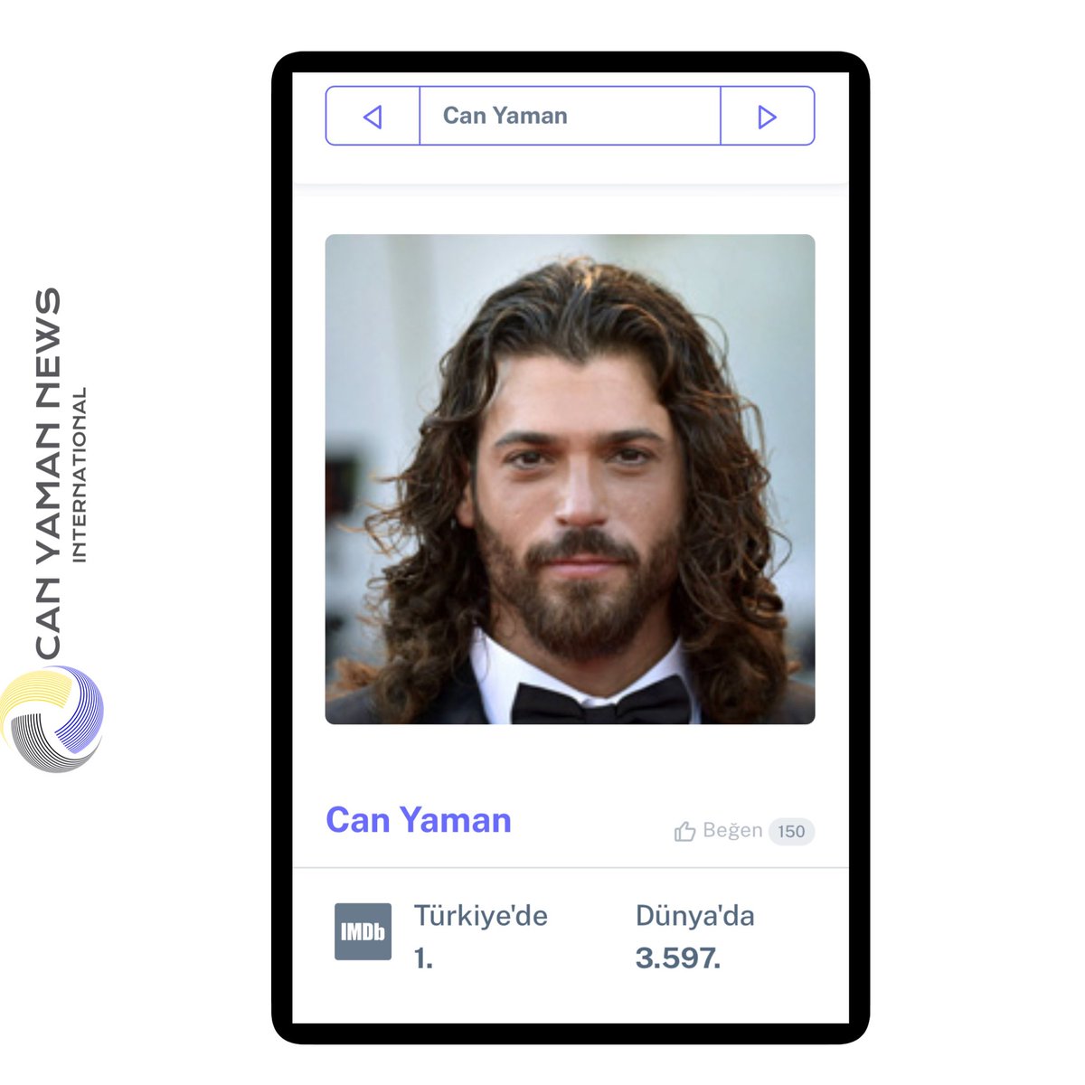 ♦️#CanYaman is no 1 from all Turkish actors and actresses on IMDb chart week commencing 06/05/24. #CanYaman is positioned as no 3597 from 11M artists monitored worldwide. @socipol Top 3 for 12 weeks Top 5 for 15 weeks imdb.com/name/nm7097848/