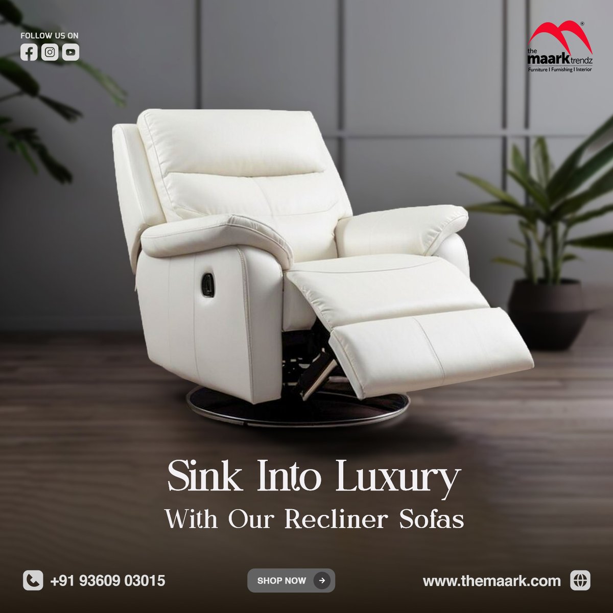 The Maark Trendz. Coimbatore | Tirupur | Erode Call +91 96778 23456 / +91 96778 33337 Maark's Identity and Uniqueness Maark has always met the expectations of customers and thus this modern Recliner sofa is not only unique but also looks very premium and luxurious.