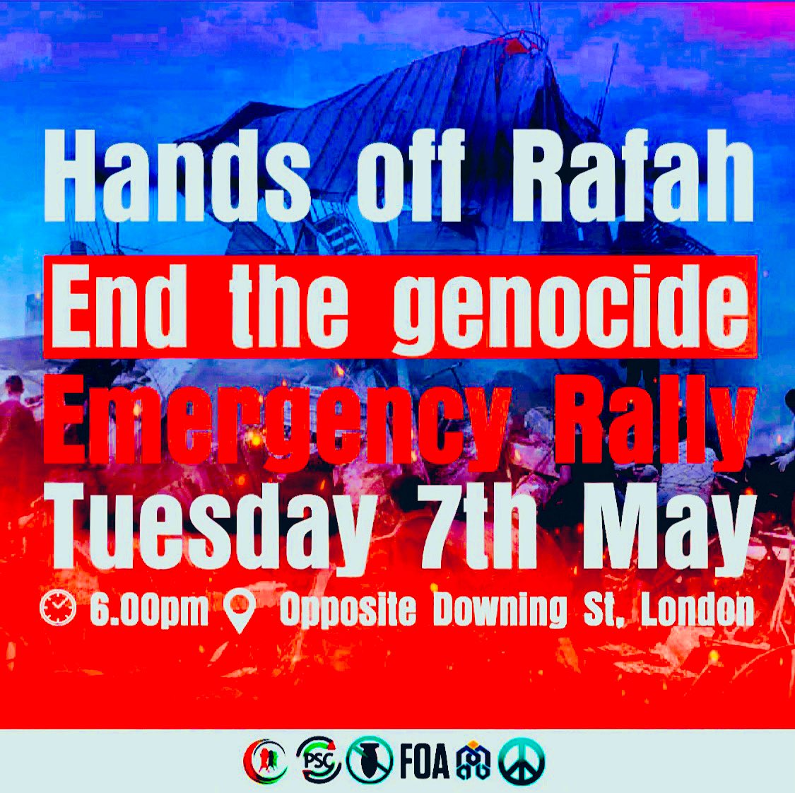 Israel is preparing an invasion of #Rafah knowing there is nowhere safe for Palestinians to go. Israel is preparing to unleash further mass slaughter anticipating it will face zero consequences from its key allies in the West. We must act. Emergency Rally tomorrow. 6 PM.