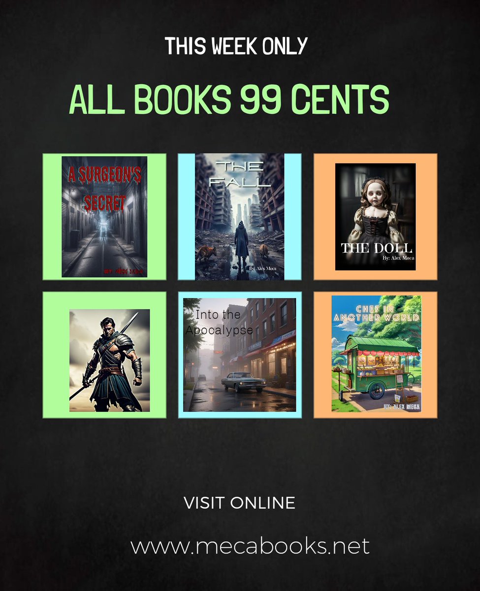 All my books are on sale this week for 99cents. Check them out.
#deals #books #kindle #kdp #authors #99cents #WritingCommunity
#writerslift #horror #litrpg #gamelit #erotica #romance 
 
amazon.com/author/mecaboo…