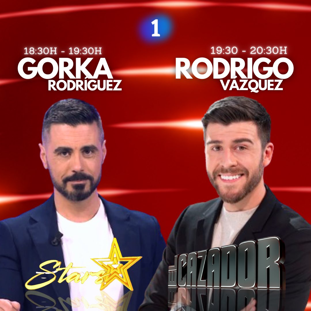 ¡#FelizLunes con un notición! 😱 

🔴 Queremos compartir con todos vosotros que tenemos nuevo presentador para la siguiente temporada de #ElCazadorSTARS: ⭐ Gorka Rodríguez se une a <a href="/_rodrigovazquez/">Rodrigo Vázquez</a> para seguir disfrutando juntos en las tardes de <a href="/La1_tve/">La 1</a> 📺