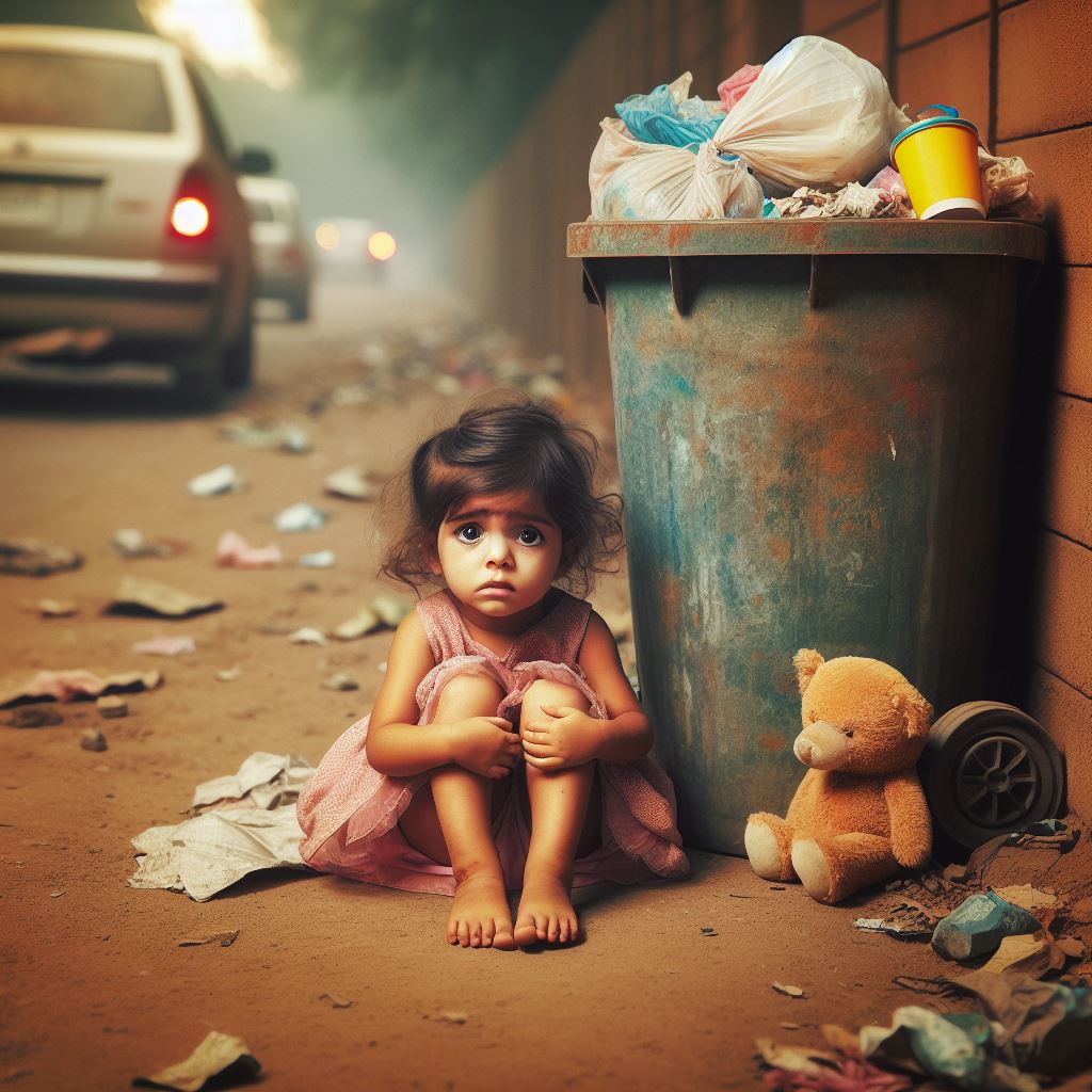 “Abandoned Innocence:In the shadows of indifference, a fragile girl child rests abandoned in a roadside dustbin. Let her story awaken our compassion and ignite our resolve to protect and uplift every daughter.” @siddipetme #GirlChildDiscrimination #AbandonedInnocence #ChildRights