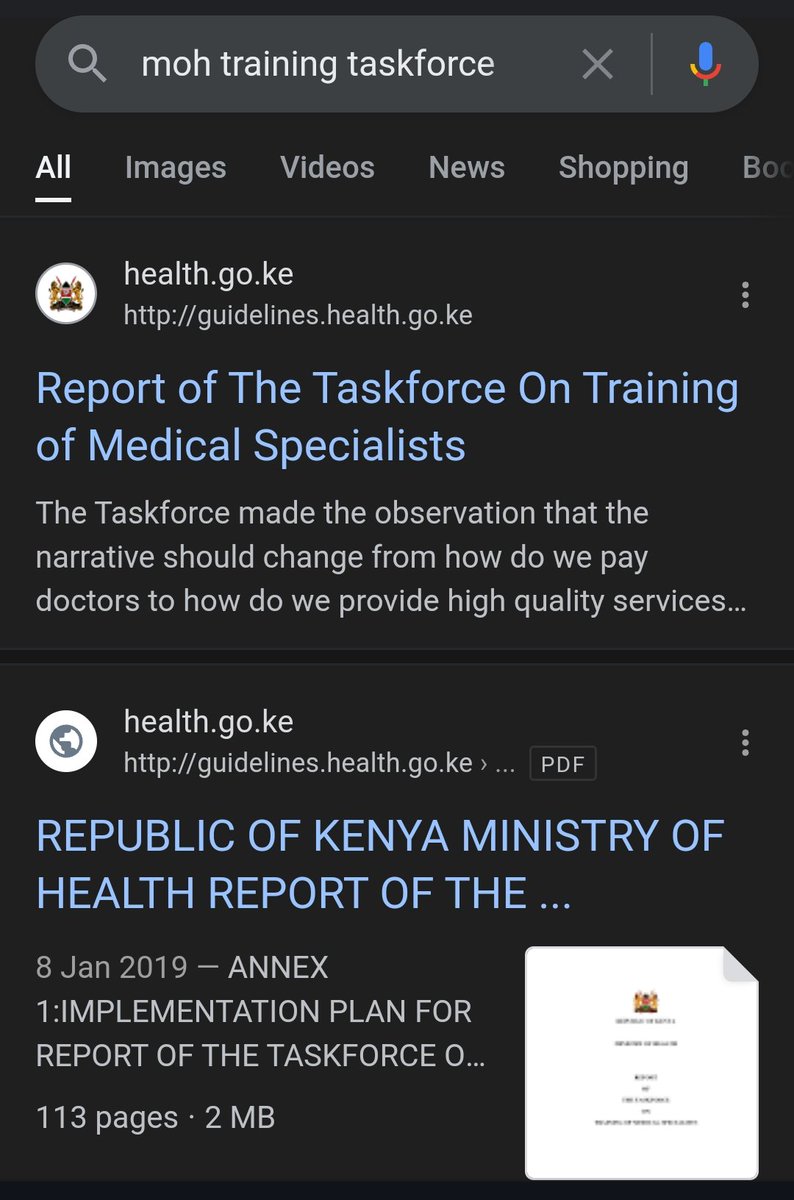 📌A training task force report exists from 2019. How many turns should we do this? @MOH_Kenya @kmpdu guidelines.health.go.ke/#/category/15/… #DoctorsStrikeKE @KenyaGovernors @NAssemblyKE @edwinsifuna @ledamalekina @SamGituku @Dr_AustinOmondi @DrGithiria