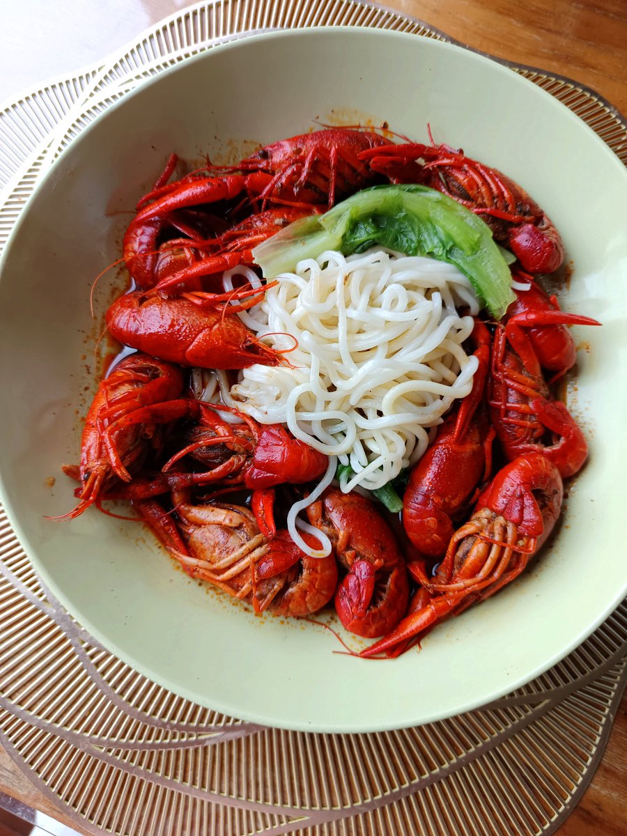 Crayfish noodles, very spicy and very delicious.